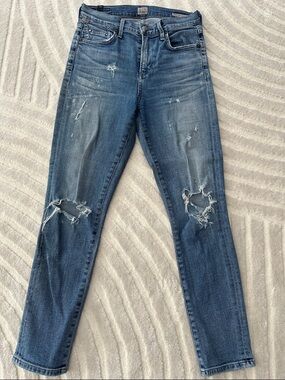 Citizens Of Humanity Distressed Medium Blue Skinny Jeans
